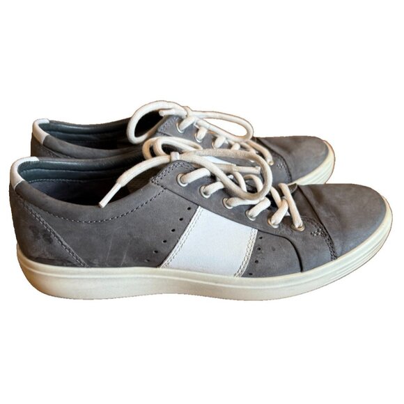 Ecco Men's Nubuck Gray White Leather Casual Loafer Sneaker Size 9 - Picture 4 of 11